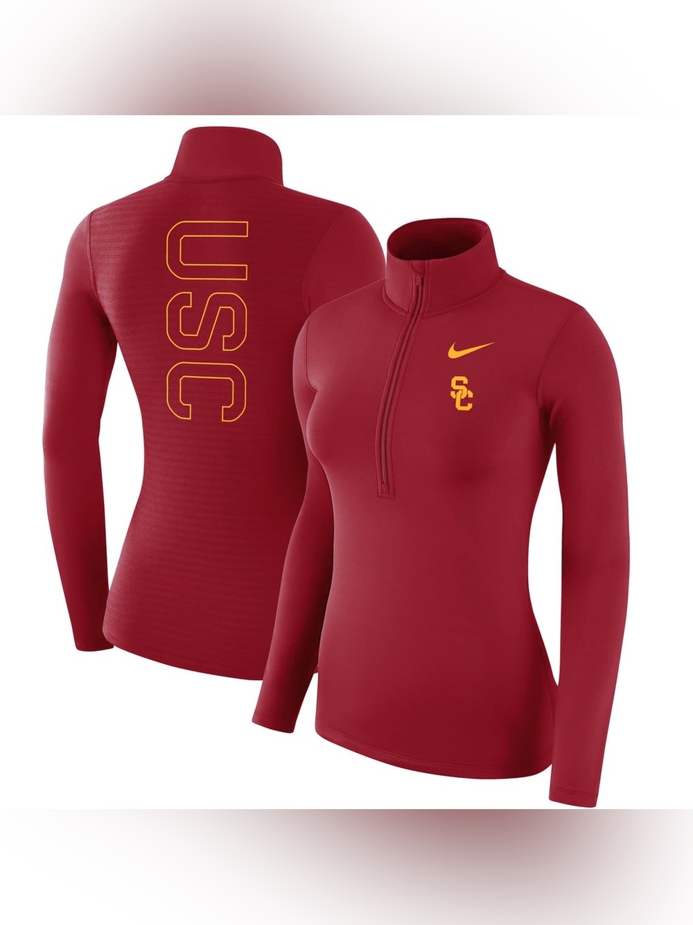 Nike Women's USC Cardinal Gold Logo Quarter-Zip Pullover